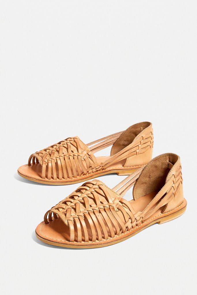 UO Woven Huarache Tan Open Toe Sandals Urban Outfitters UK