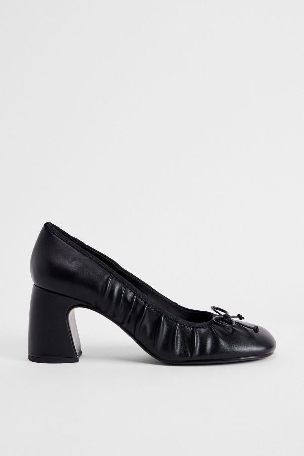 Slide View: 3: Charles & Keith Black Bow Heeled Ballerina Shoes