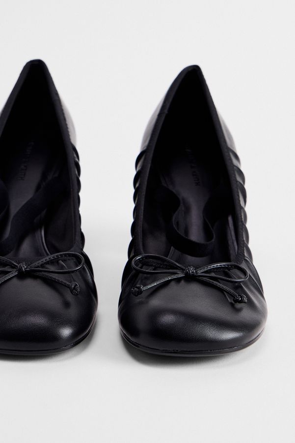 Slide View: 4: Charles & Keith Black Bow Heeled Ballerina Shoes