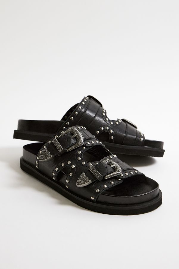 Slide View: 2: UO Nevada Black Leather Sandals