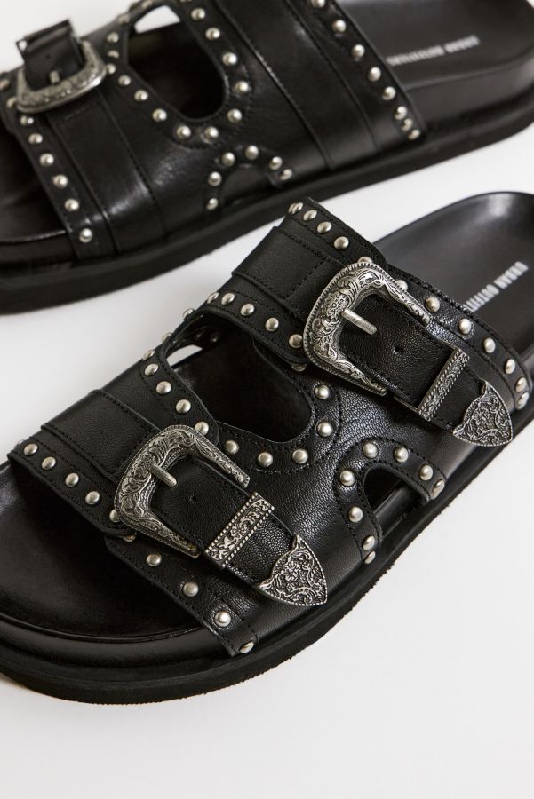 Slide View: 4: UO Nevada Black Leather Sandals