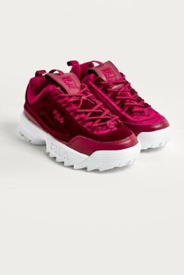 Fila disruptor ii fashion premium red velour trainers