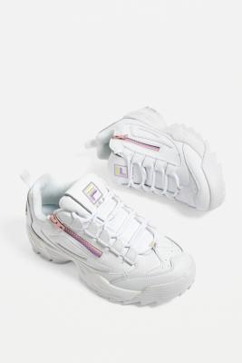 pink and white fila trainers