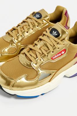 adidas originals gold metallic falcon trainers