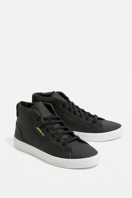 adidas leather black trainers