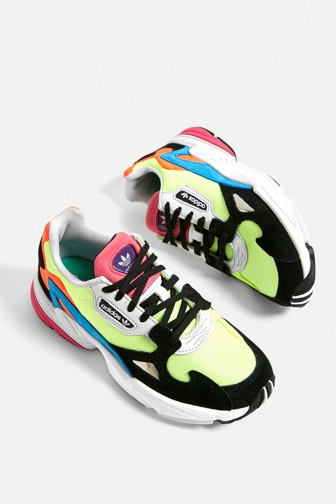 black and neon trainers