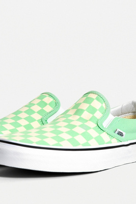 green checkerboard slip on vans