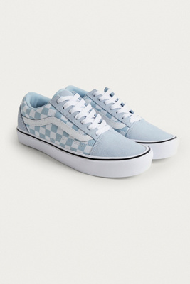 baby blue checkered vans old skool