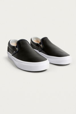 black leather slip on vans uk