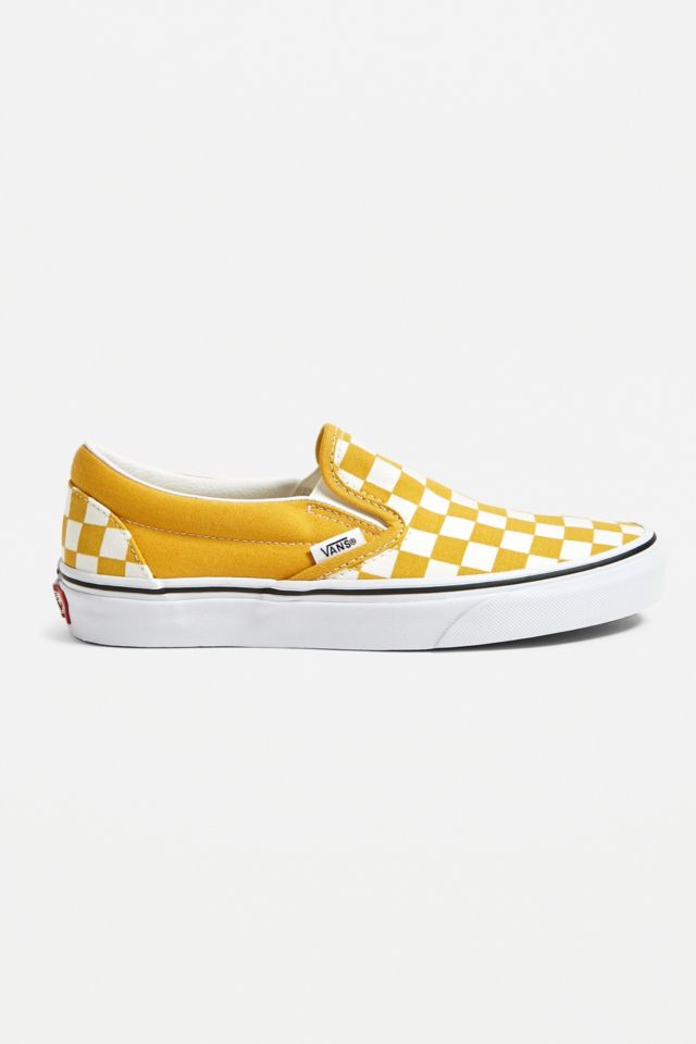 Vans Yellow Checkerboard Slip-On Trainers | Urban Outfitters UK