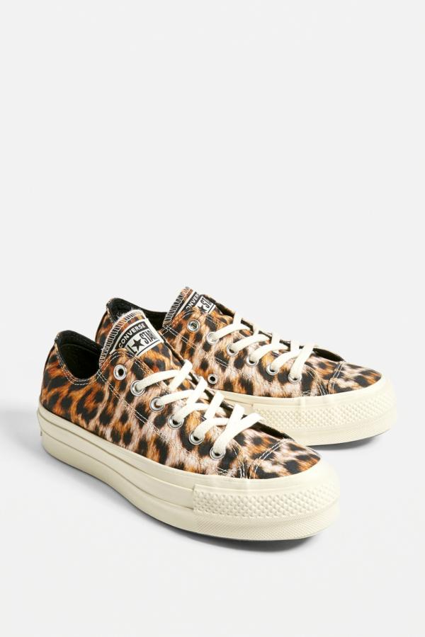 Converse Chuck Taylor All Star Lift Leopard Print Low Top Trainers ...