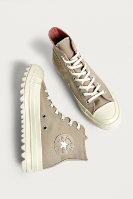 converse chuck taylor all star lift ripple beige high top trainers