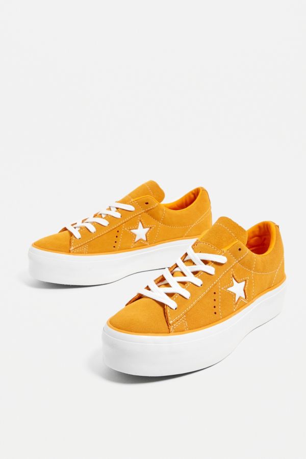 Converse One Star Orange Platform Trainers Urban Outfitters UK
