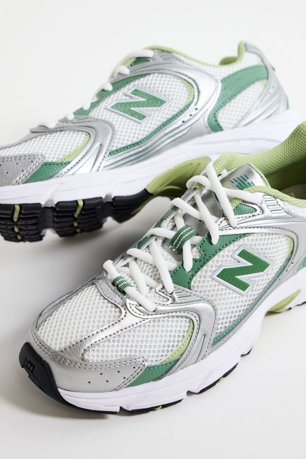 Slide View: 4: New Balance White & Green 530 Trainers