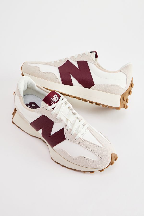 Slide View: 2: New Balance Burgunderrote 327 Turnschuhe