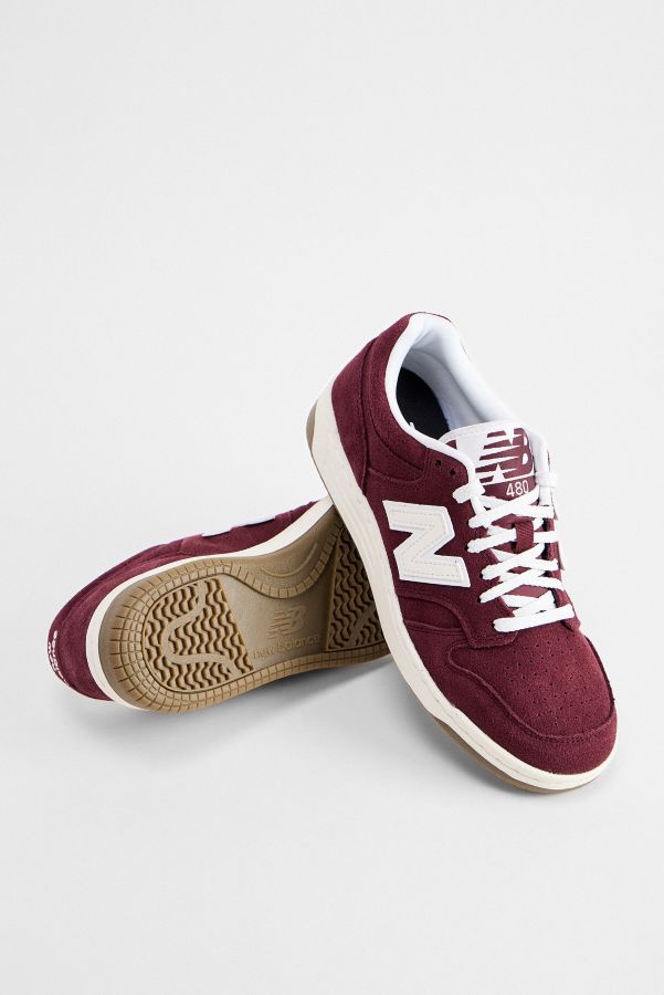 Slide View: 3: Baskets en Daim Bordeaux 480 New Balance