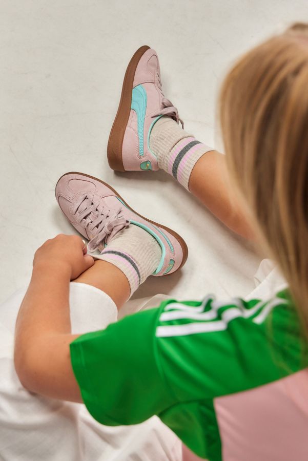 Slide View: 1: Puma Palermo Pink & Mint Trainers