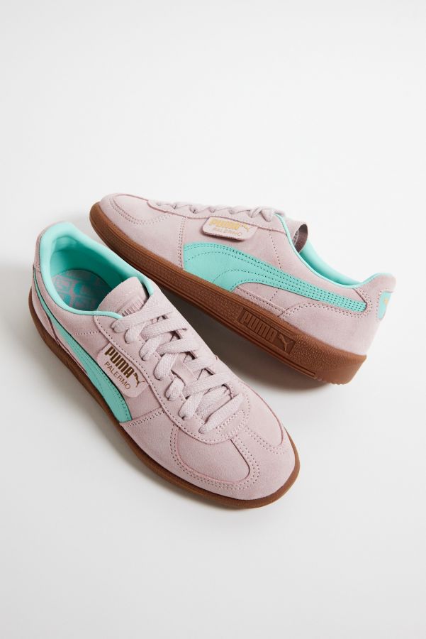 Slide View: 2: Puma Palermo Pink & Mint Trainers