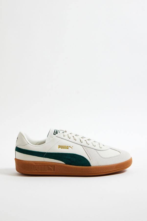 Slide View: 3: PUMA White & Green Army Suede Trainers