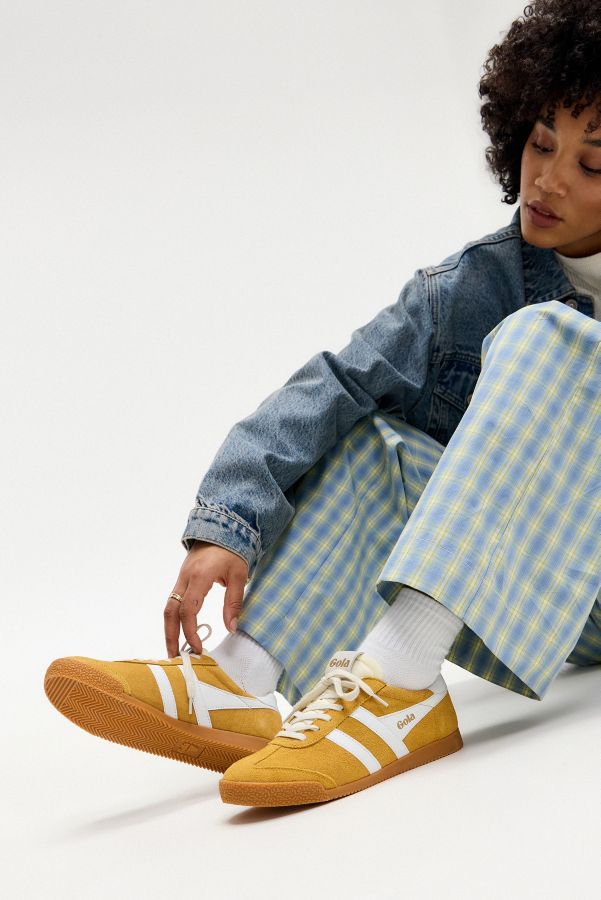 Slide View: 1: Gola - Baskets en daim Elan jaune et blanc