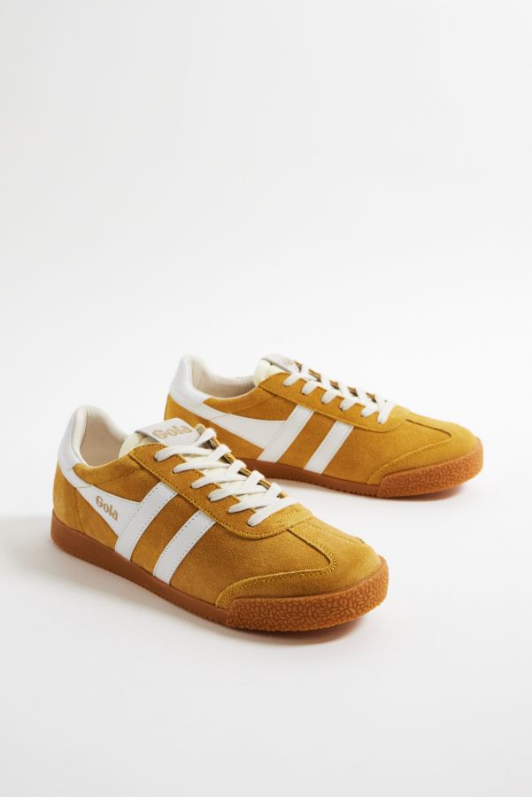 Slide View: 2: Gola - Baskets en daim Elan jaune et blanc