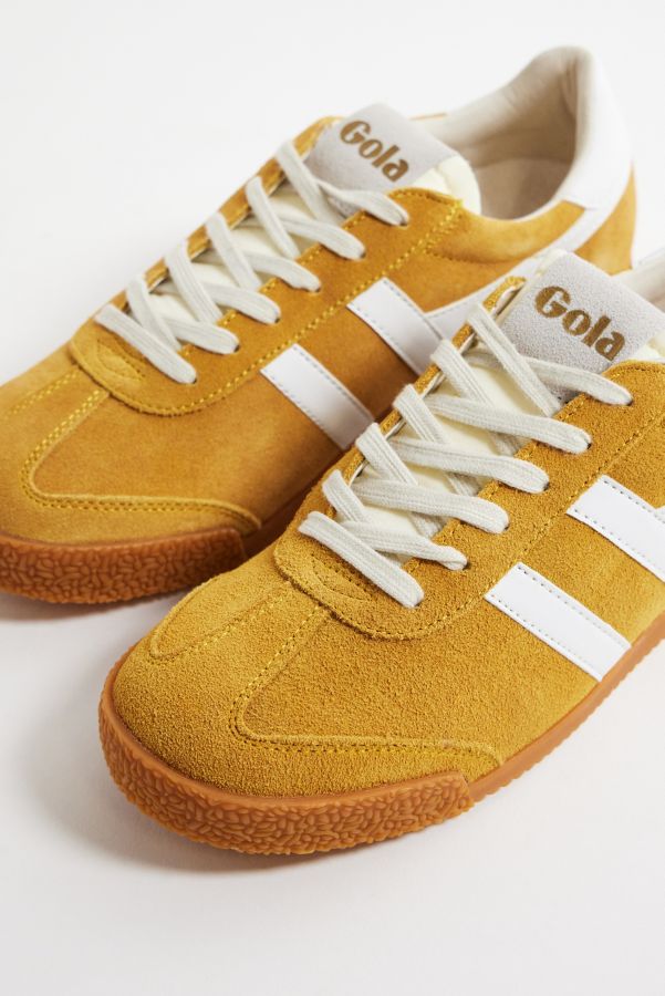 Slide View: 4: Gola - Baskets en daim Elan jaune et blanc