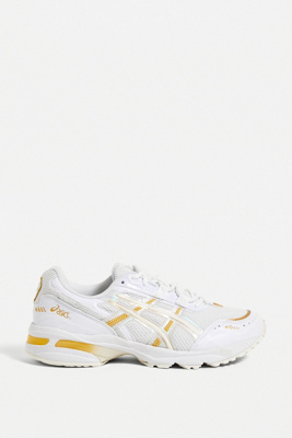 white and gold trainers