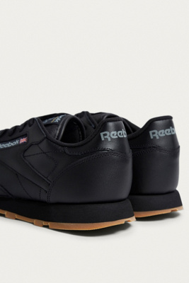 reebok black leather trainers