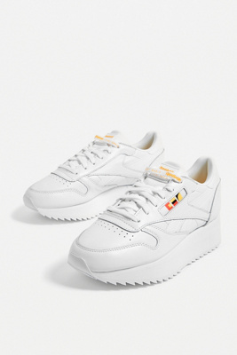 reebok white classic leather double trainers