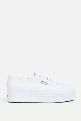 superga classic platform trainers in black