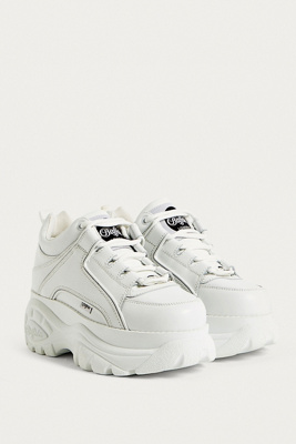 white leather platform trainers uk