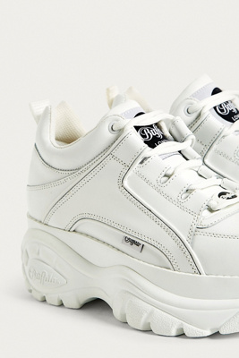 buffalo white leather chunky platform trainers