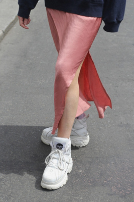 buffalo white leather chunky platform trainers