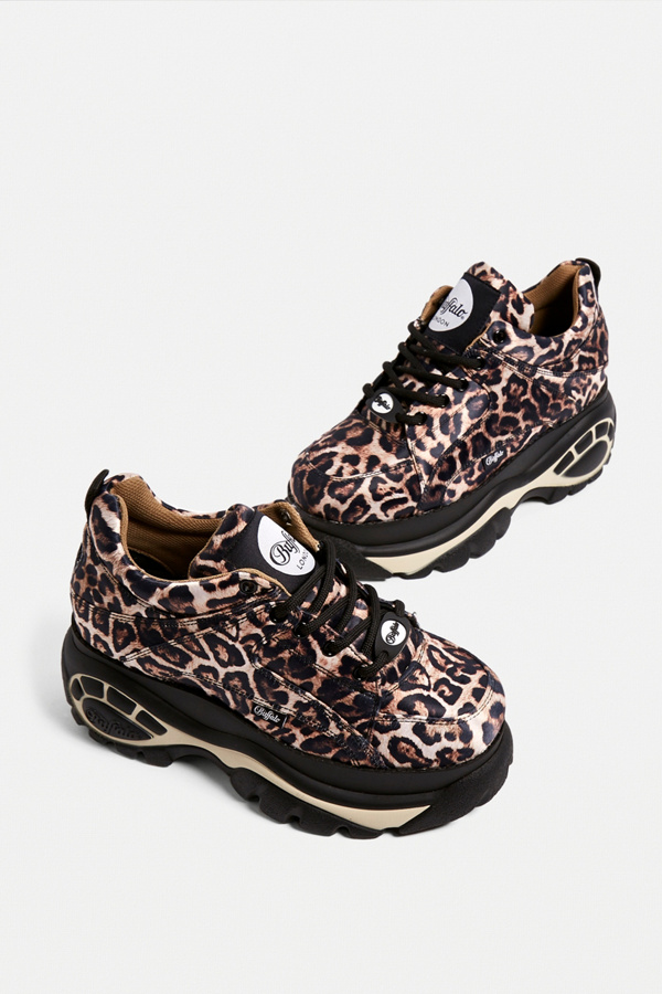 Buffalo Leopard Print Satin Platform Trainers | Urban Outfitters UK