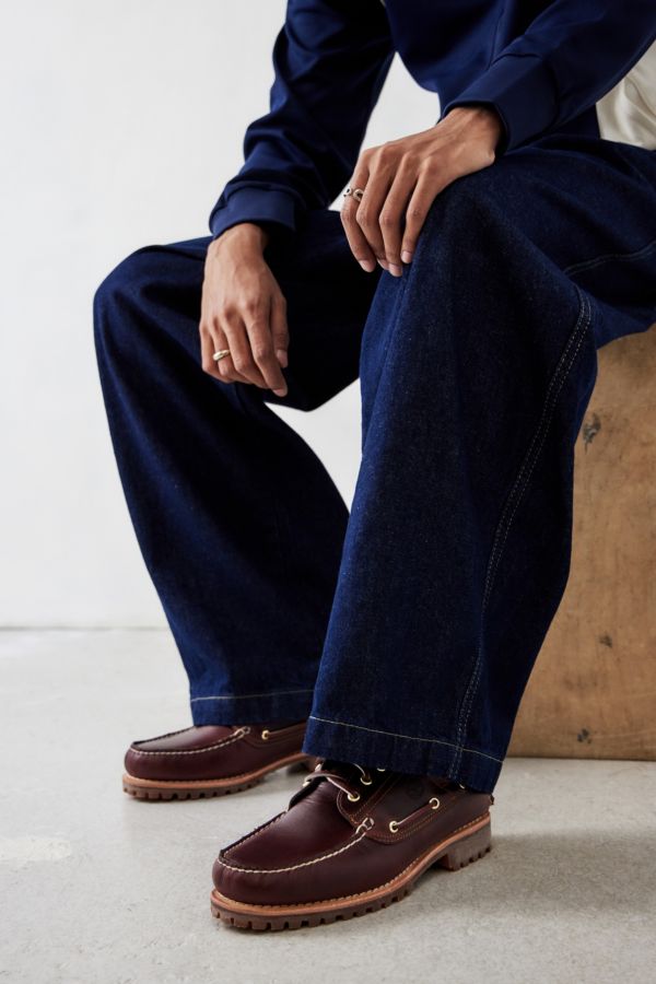 Vista diapositiva: 2: Timberland Burgundy Full Grain Leather 3-Eyelet Lug Boat Shoes