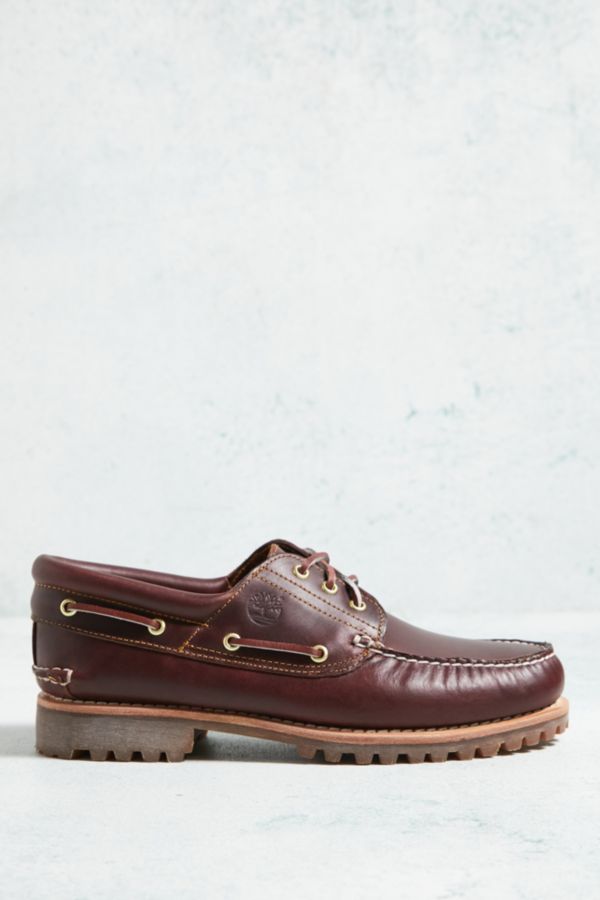 Vista diapositiva: 3: Timberland Burgundy Full Grain Leather 3-Eyelet Lug Boat Shoes