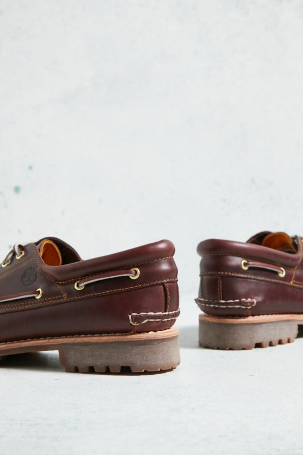 Vista diapositiva: 4: Timberland Burgundy Full Grain Leather 3-Eyelet Lug Boat Shoes