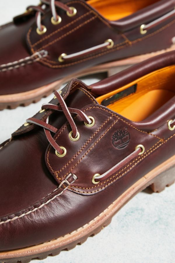 Vista diapositiva: 5: Timberland Burgundy Full Grain Leather 3-Eyelet Lug Boat Shoes