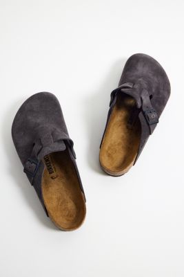 Birkenstock Velvet Gray Suede Boston Clogs