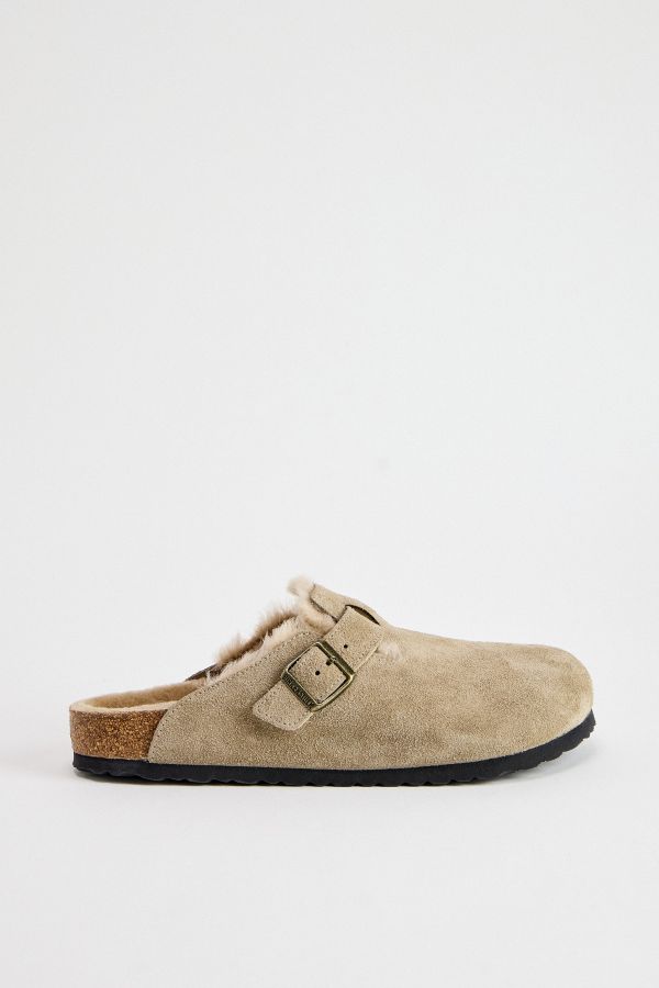 Vista diapositiva: 2: Zoccoli Boston Birkenstock Taupe Foderati in Shearling