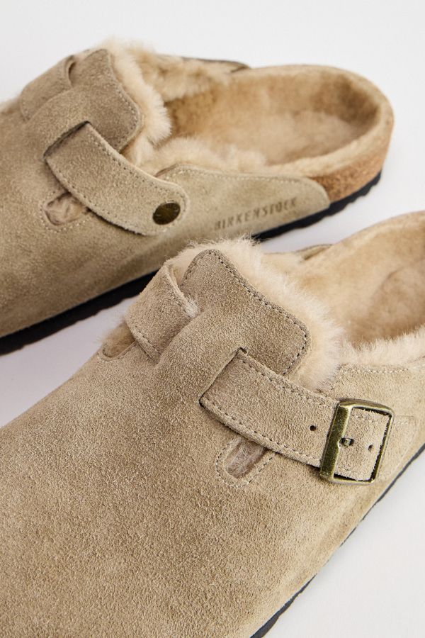 Vista diapositiva: 3: Zoccoli Boston Birkenstock Taupe Foderati in Shearling