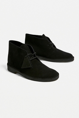 desert clarks black suede