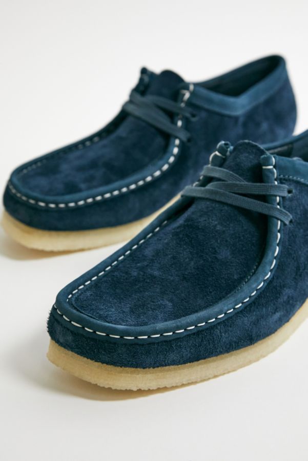 Vista diapositiva: 5: Clarks Originals Wallabee Navy Scarpe in pelle scamosciata verde acqua