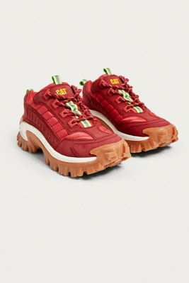 cat footwear intruder biking red trainers