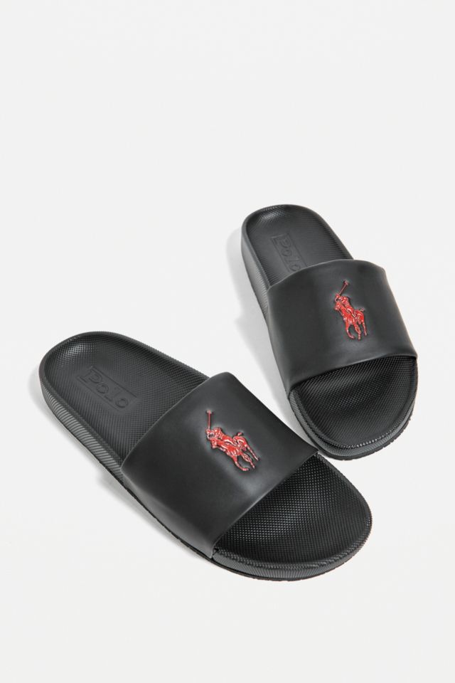 Ralph Lauren Black Cayson Pool Sliders | Urban Outfitters UK