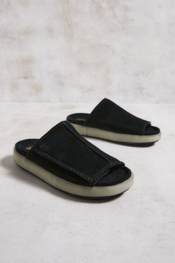 Slide View: 1: Clarks Originals Overleigh Black Suede Slides