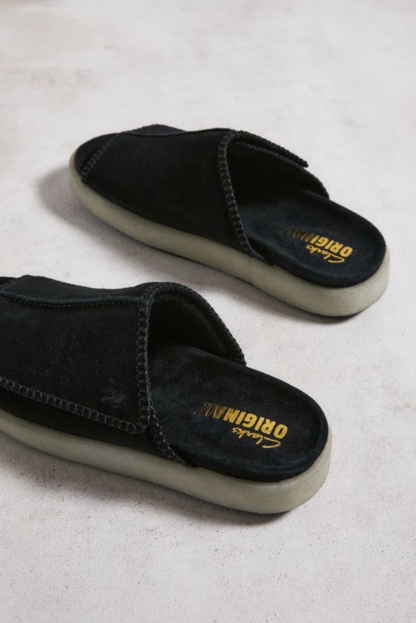 Slide View: 5: Clarks Originals Overleigh Black Suede Slides