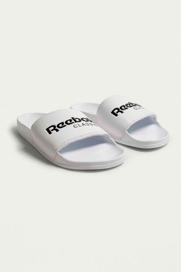 Reebok Classic White and Black Pool Sliders | Urban Outfitters UK