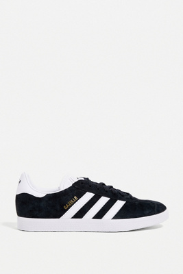 black suede gazelle trainers