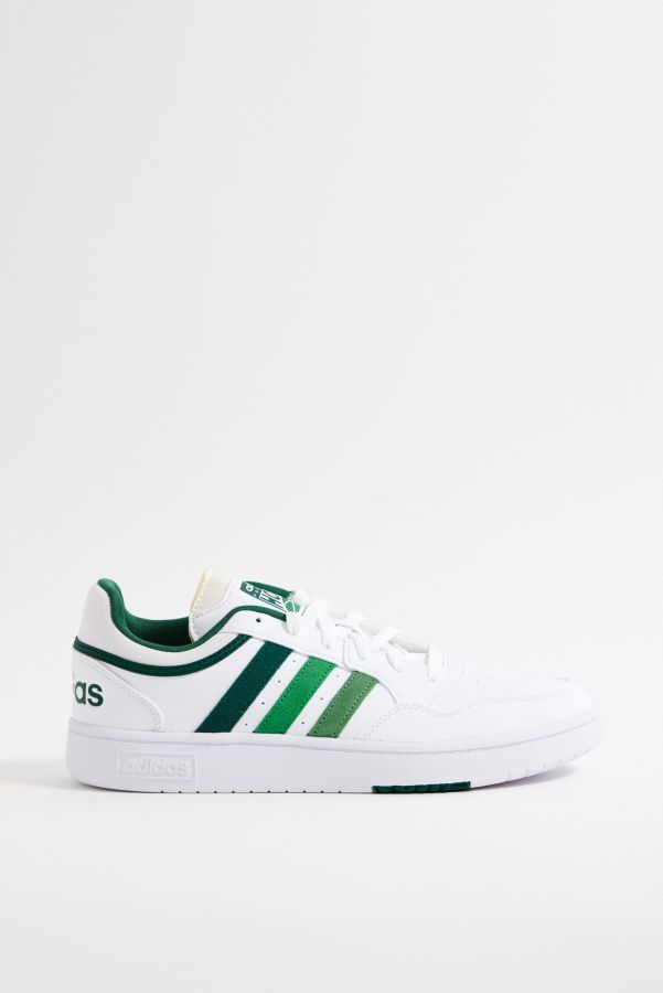 Vista diapositiva: 3: adidas Bianco & Verde Hoops 3.0 Scarpe da Ginnastica Basse